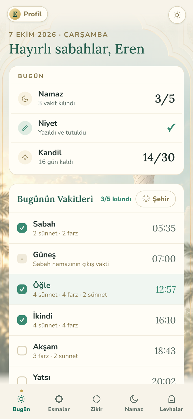 Günün özeti: namaz, niyet ve kandil